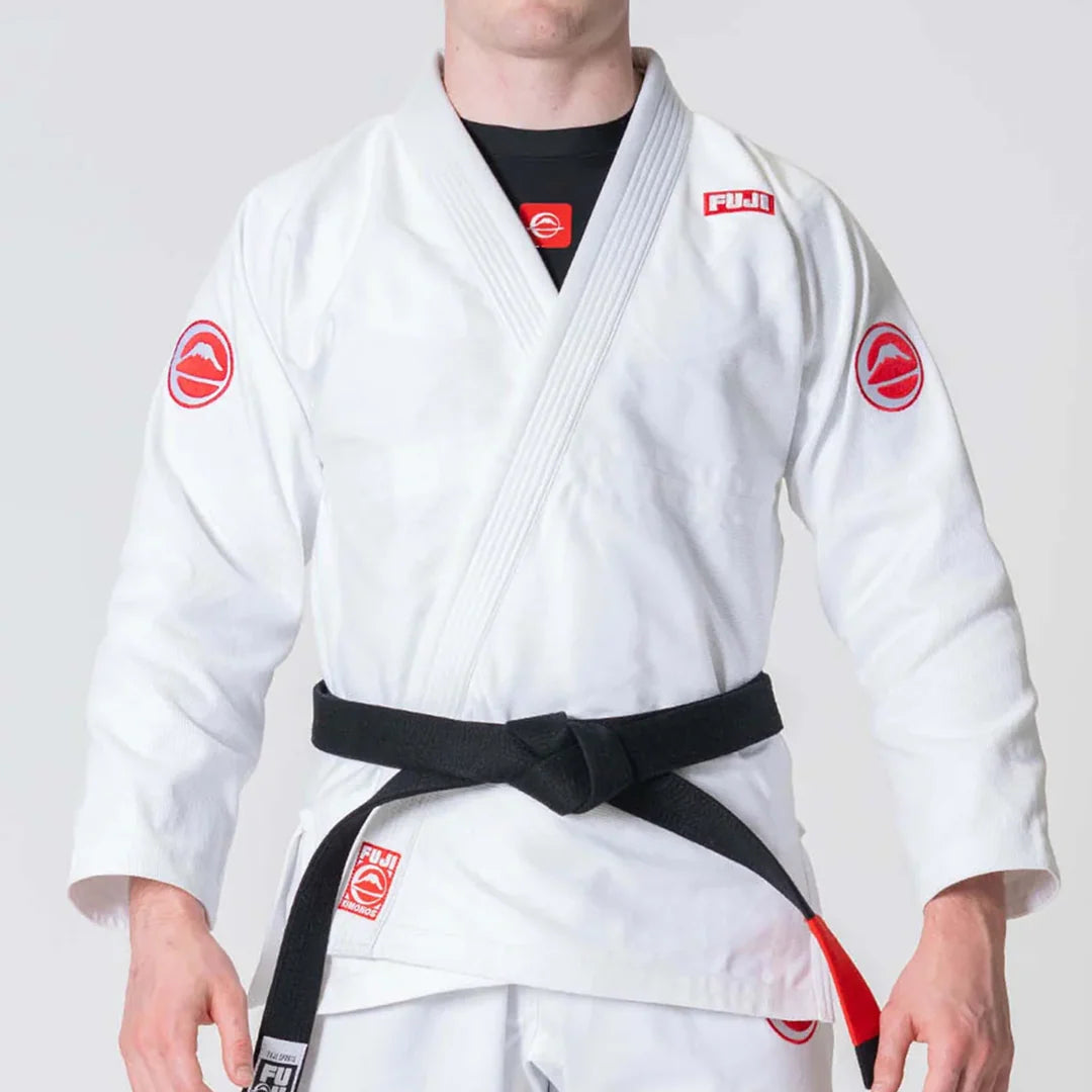 IBJJF Competition White BJJ Gi – 100% Cotton Pearl Weave Gi – Durable, Lightweight Gi for Men – FUJI Sports