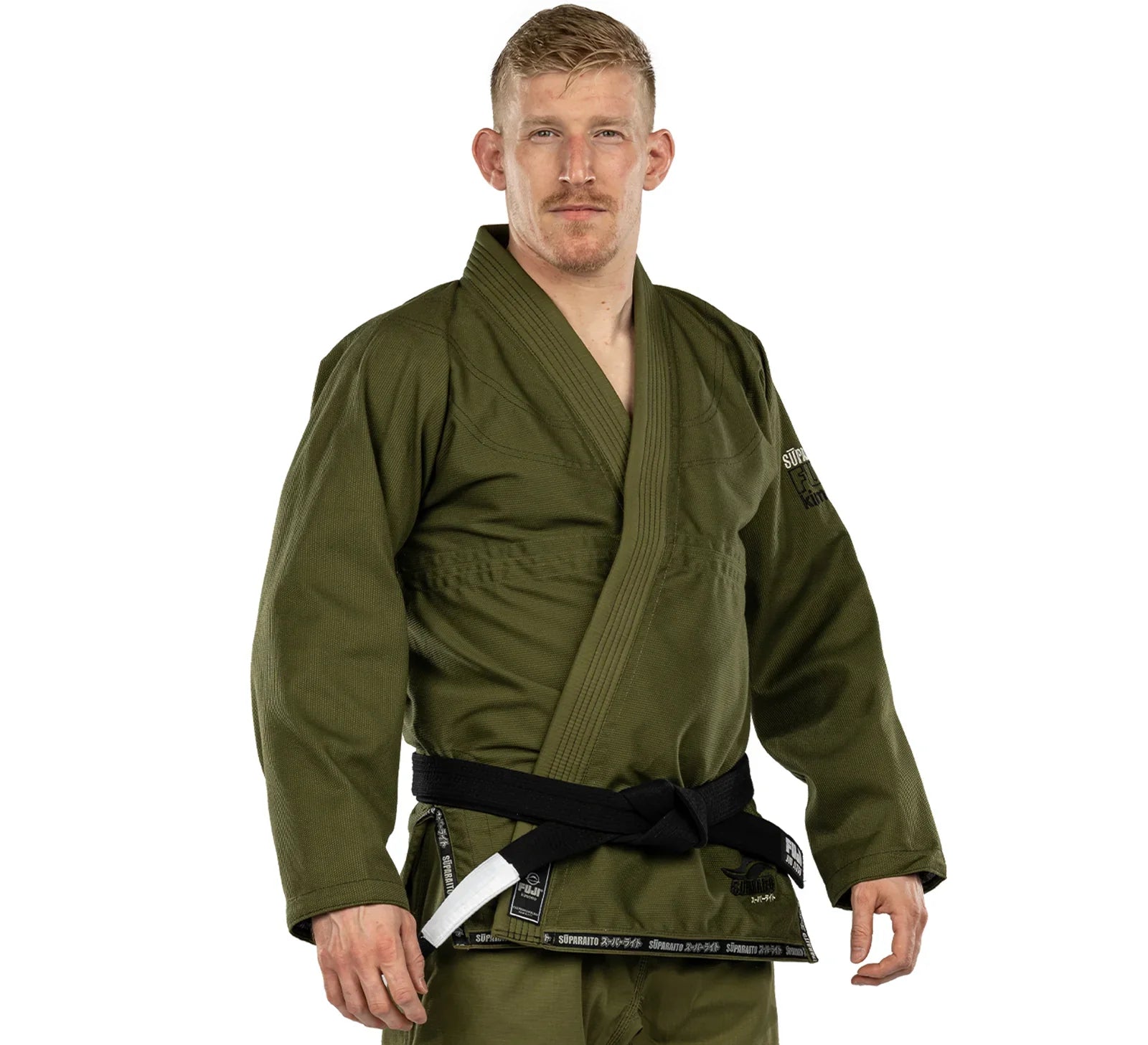 Fuji Suparaito Green Jiu Jitsu Gi – Extra Lightweight 350g Pearl Weave Gi with Contrast Stitching – Triple Reinforced Pants