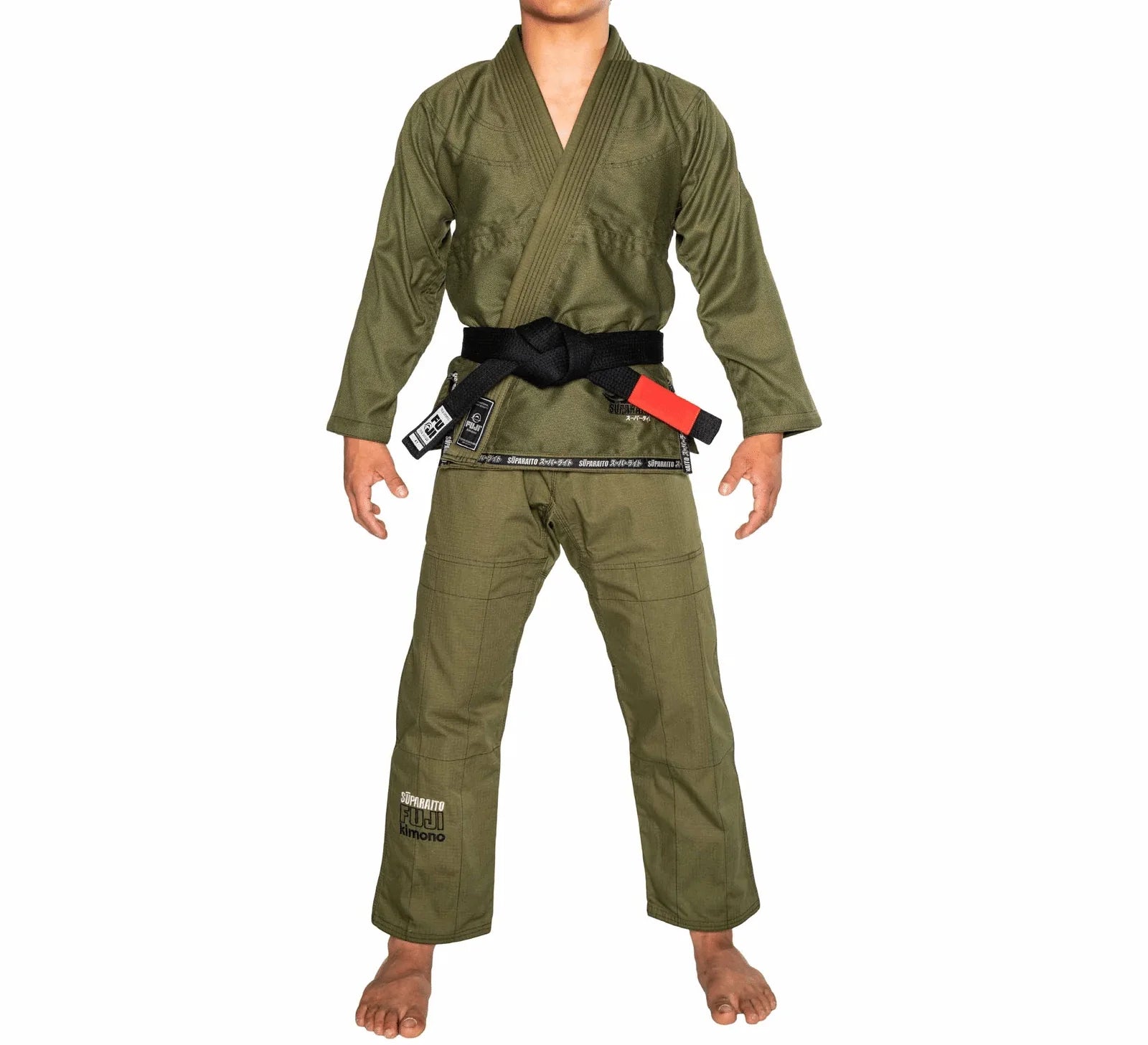 Fuji Suparaito Green Jiu Jitsu Gi – Extra Lightweight 350g Pearl Weave Gi with Contrast Stitching – Triple Reinforced Pants