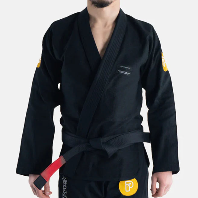 Featherlight Black Competition BJJ Gi – 380GSM Pearl Cross-Weave Ultra Lightweight Gi