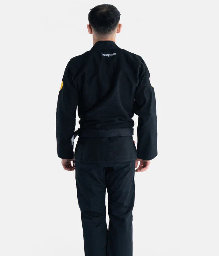 Featherlight Black Competition BJJ Gi – 380GSM Pearl Cross-Weave Ultra Lightweight Gi