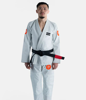 Featherlight White Competition BJJ Gi – 380GSM Pearl Cross-Weave Ultra Lightweight Gi