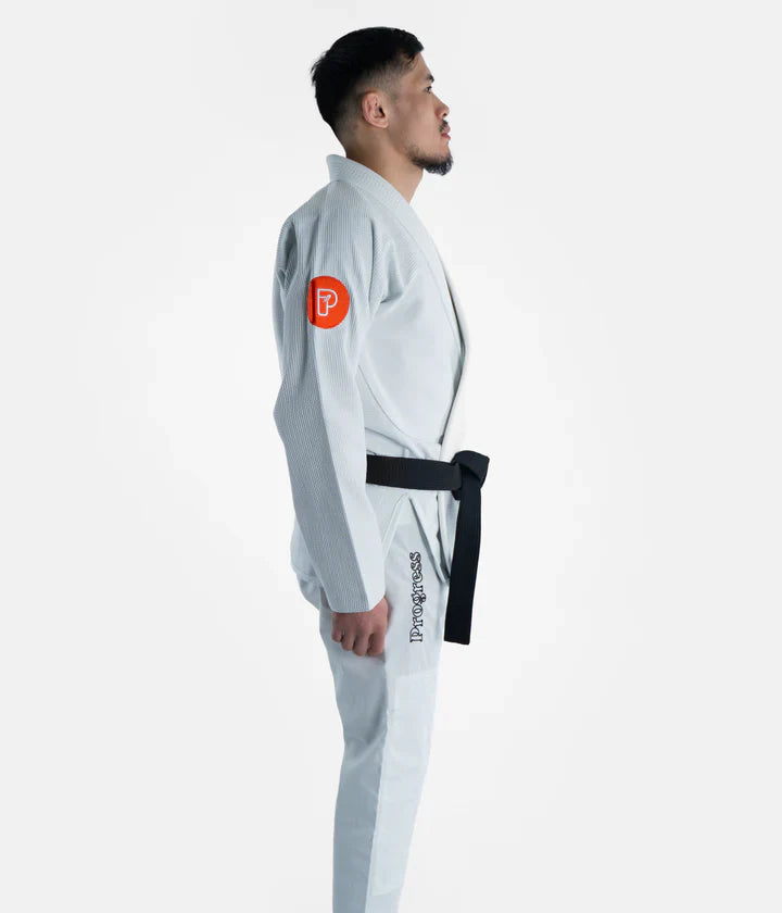 Featherlight White Competition BJJ Gi – 380GSM Pearl Cross-Weave Ultra Lightweight Gi