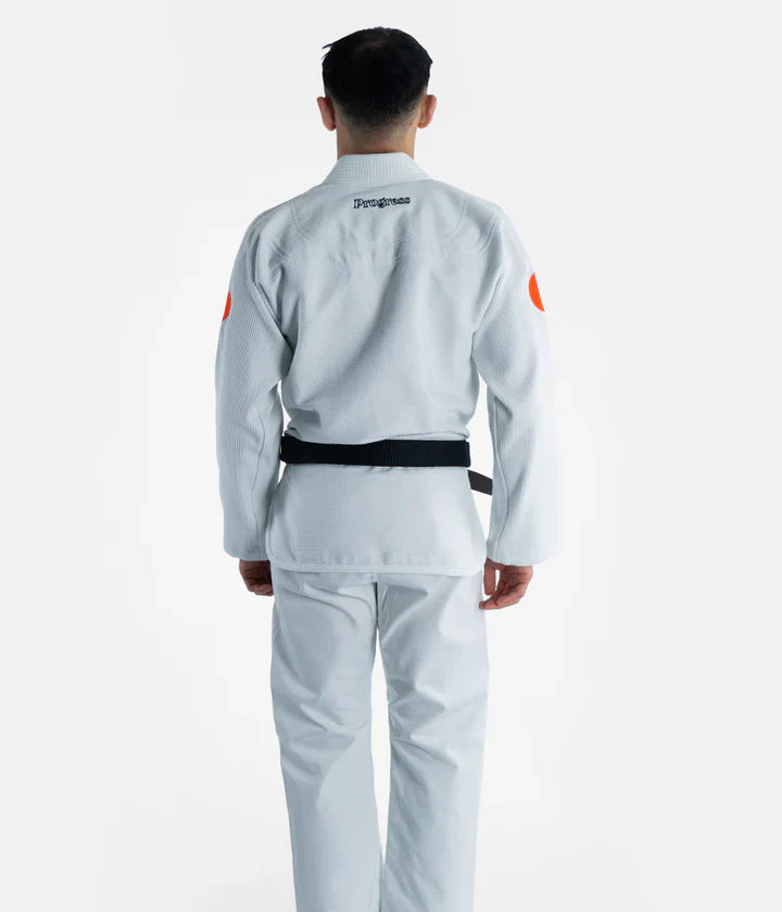 Featherlight White Competition BJJ Gi – 380GSM Pearl Cross-Weave Ultra Lightweight Gi