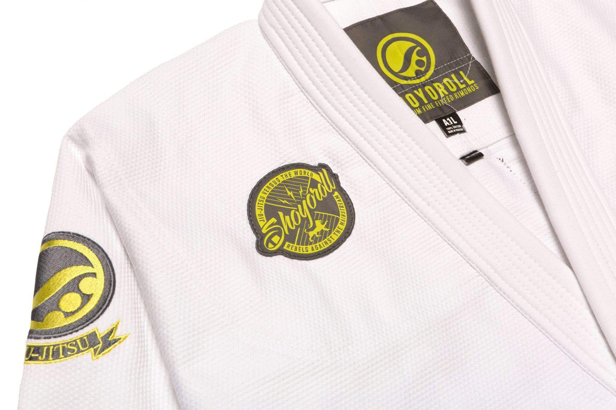White BJJ Gi with 450 GSM Pearl Weave Jacket and Reinforced Canvas Pants
