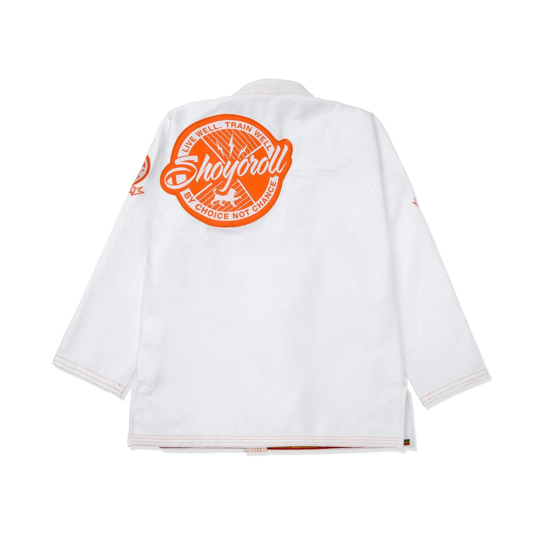 White Pearl Weave BJJ Gi with Orange Stitching – Lightweight Competition Jiu Jitsu Kimono