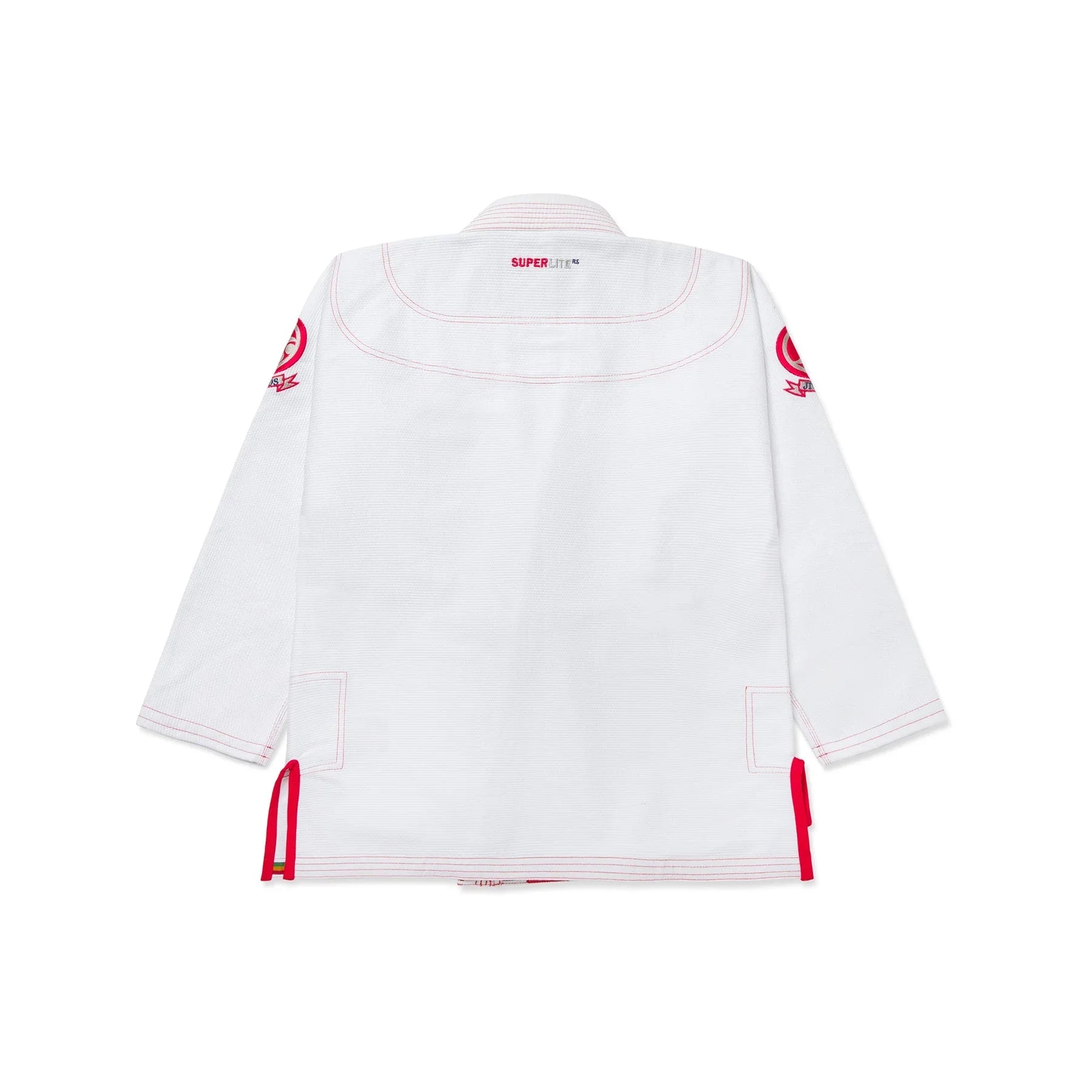 Lightweight White BJJ Gi with Red Stitching – 425 GSM Pearl Weave Jiu Jitsu Kimono