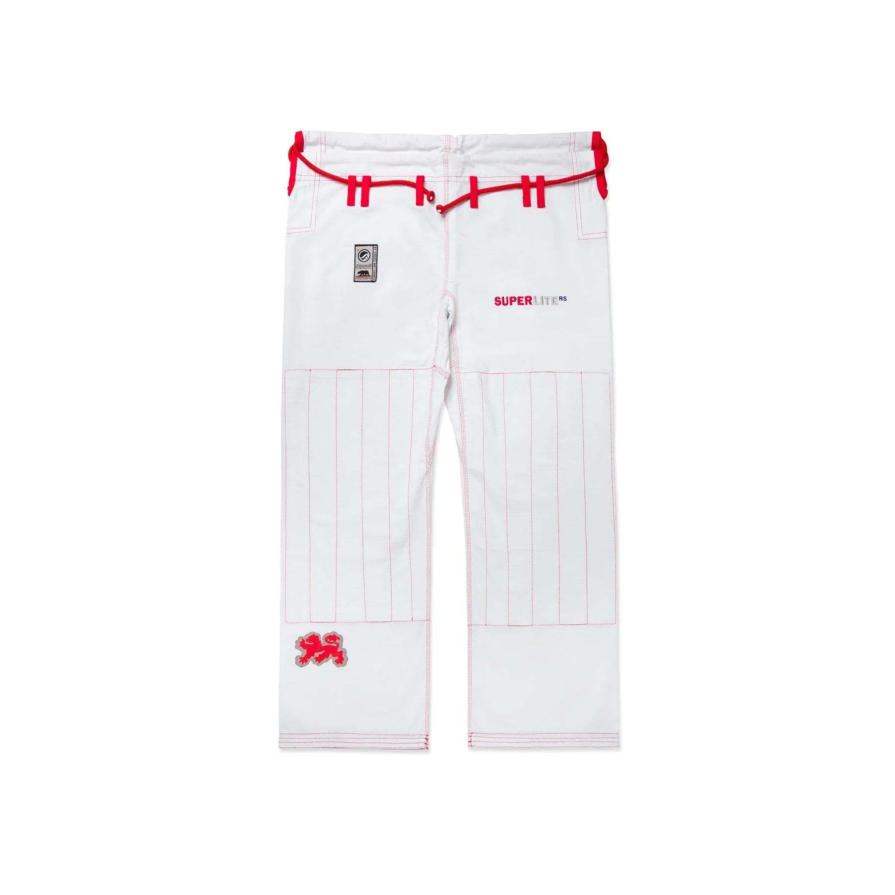 Lightweight White BJJ Gi with Red Stitching – 425 GSM Pearl Weave Jiu Jitsu Kimono