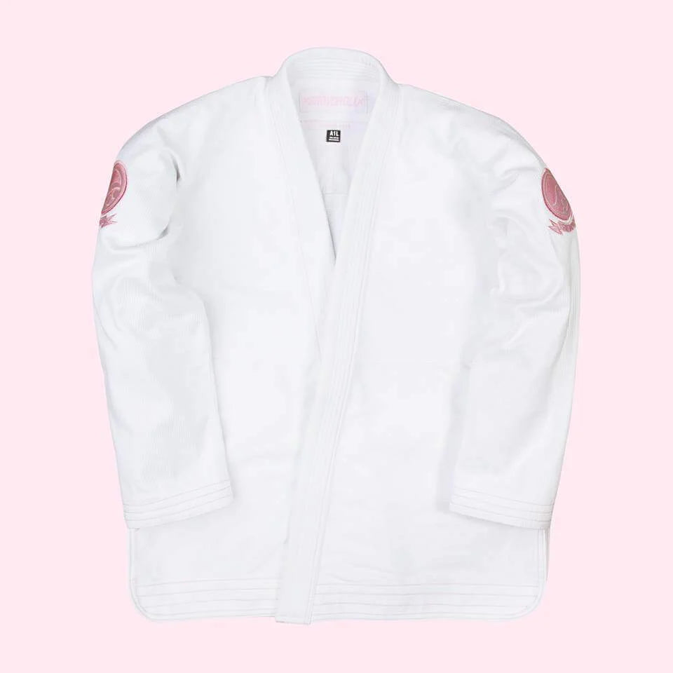 White Competition Pearl Weave BJJ Gi – 450 GSM Lightweight Jiu Jitsu Kimono Set